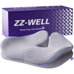 ZZ-WELL Seat Cushions for Office Chairs - Patented Extra Large Seat Cushion 21.2" W x 16.5" L - Memory Foam Seat Cushion for Tailbone Pain Relief, Sitting Pressure Relief (Light Grey)
