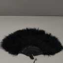 BABEYOND Marabou Feather Fan 20s Vintage Folding Fan Flapper Hand Fan for Costume Dancing Show Tea Party Wedding Decoration (Black-Black Rib)