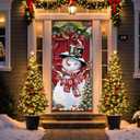 Christmas Snowman Door Cover Decorations, Winter Xmas Cardinal Snowman Tree Doorway Door Curtains Banners Backdrop Photography Decor for Winter Holiday Party Indoor Outdoor, 35 * 79 Inch