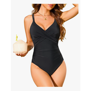 One Piece Swimsuits for Women Criss Cross Bathing Suit Removable Padded 2025 XL Black