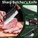FULLHI Butcher Knife with Sheath, High Carbon Steel Kitchen Knife Vegetable Cleaver Chinese Cooking Knife, Full Tang Forged Chef Knife for Outdoor Camping BBQ (Brown)
