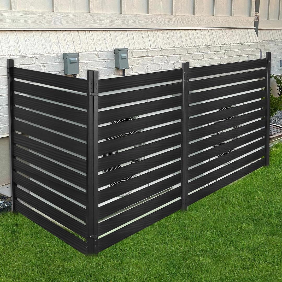 TURSTIN 3 Panels Air Conditioner Fence 38“W x 42”H No Dig Wood Privacy Screens Trash Can Fence Panels for Outdoor Privacy Fence Pool Equipment Enclosure