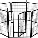 Amazon Basics Dog Playpen, 8 Panels Metal Fence with Door, Foldable for Indoor and Outdoor Use, Suitable for Small to Medium Sized Dogs, 30 Inch Height, Black