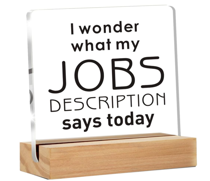 Funny Office Accountant Gifts I Wonder What My Jobs Decreption Says Today Clear Desk Decorative Sign Office Humor Coworker Acrylic Sign with Stand Table Plaque Sign Keepsake Office Decor