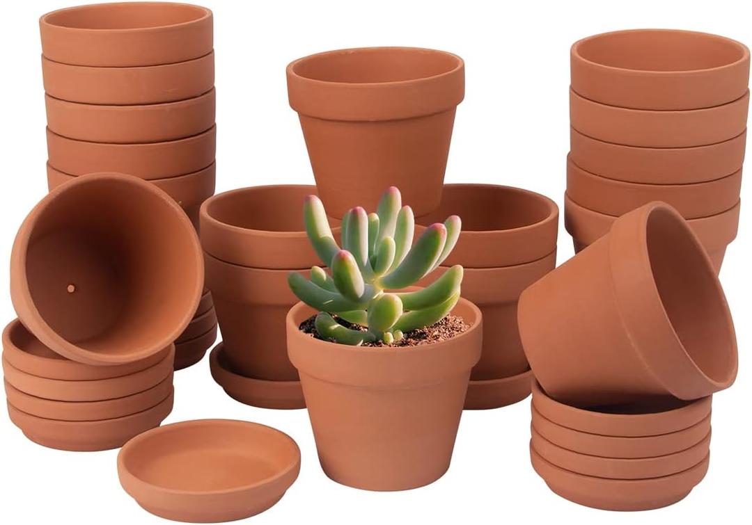 CFKJ [17 Pack] 4" Planter Nursery Pots Terracotta Pot with Saucer Clay Ceramic Pottery Cactus Pot Flower Succulent Garden Terra Cotta Planter Pots (4")