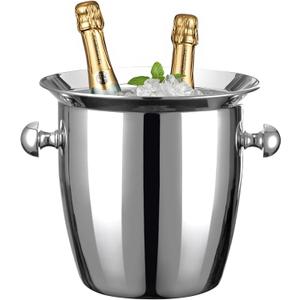 Ice Bucket, Large Ice Bucket for Parties, 5L Portable Stainless Steel Wine Buckets with Handle for Champagne, Beer, Cocktails, Indoor, Outdoor, Camping, Picnic(Silver)