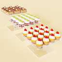 3 Piece Cupcake Stand, Acrylic Dessert Table Display Set, Clear Square Serving Trays for Birthday, Wedding, Baby Shower
