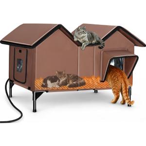 Outdoor Heated Cat House for Outside, Heated Outdoor Cat House Weatherproof