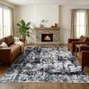 9x12 Modern Abstract Area Rug, Soft Washable Non-Slip Stain Resistant Large Carpet for Living Room Bedroom Dining Room Nursery Home Office, Black Gray