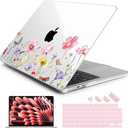 Batianda Premium Case for New MacBook Air 15 inch 2025 2024 2023 with M4 M3 M2 Chip, Floral Designed Protective Plastic Hardshell & Keyboard Cover & Screen Protector, Spring Flowers