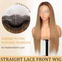 AISI HAIR 13x4 HD Lace Front Wig Ombre Light Blonde Pre Plucked With Baby Hair Straight Glueless Synthetic Wigs for Women 28inch Beginner Friendly
