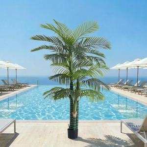 6FT Artificial Golden Cane Palm Tree, UV Resistant Indoor/Outdoor Fake Plant with Heavy Cement Pot - Realistic Tropical Decor for Patio, Living Room, Office