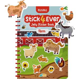 Stick4Ever Jelly Sticker Book - for Kids - Waterproof, Easy to Clean Reusable Sticker Book for Toddlers- Reusable Road Trip Activities for Kids - Stocking Stuffers for Toddlers (Farm)