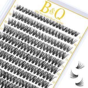 B&Q Lash Clusters 280PCS Natural Eyelash Clusters 40D D 9-16mm Individual Lash Wispy Eyelash Extension with Soft Thin Band Classic Look Pestaas Postizas Comfortable DIY at Home