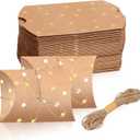 100 Pieces 2.36x3.5x0.98 inch Small Gift Pillow Boxes for Gifts Kraft New Year Gift Box Christmas Pillow Boxes Pillow Gift Boxes with Jute String for Wedding New year Present and Birthday Party Favor