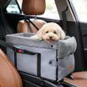 Console Dog Car Seat for Small Dogs,Small Dog Booster Seat for Car Washable Foldable Puppy Car Seat with Safe Protection Hooks Adjustable Straps and Storage Pocket Pet Up to 15lbs
