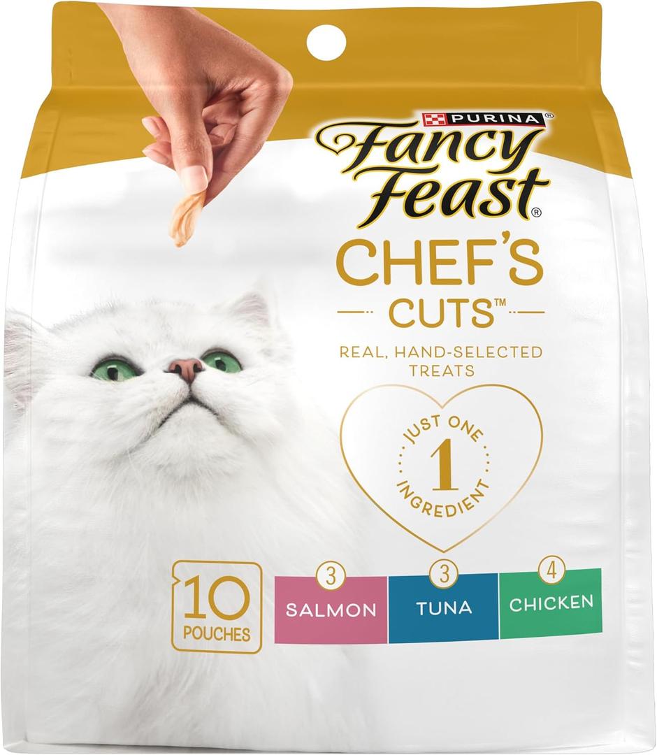 Purina Fancy Feast Natural Cat Treats Variety Pack, Purely Natural - (Pack of 5) 10 ct. Pouches (EXP 02/28/27)