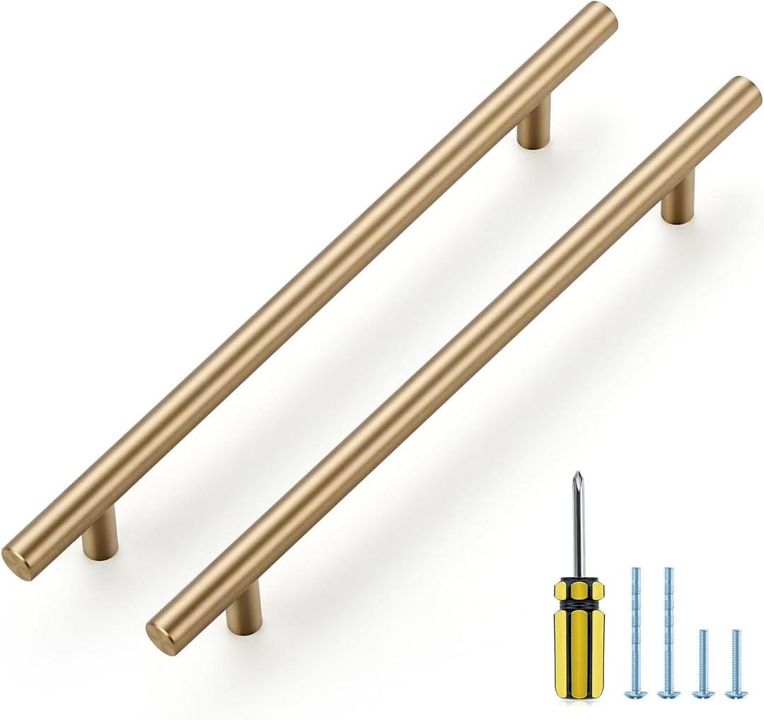Ravinte 10 Pack Kitchen Cabinet Handles Champagne Bronze 7-1/2 Inch Hole Center Stainless Steel Pulls for Dresser Drawer Cupboard Handles with Screwdriver, 10 Inch Length