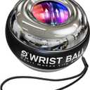 JIN BD Wrist Trainer Ball Auto-Start Gyroscopic Forearm Exerciser Gyro Ball for Strengthen Arms, Fingers, Grip and Muscles (Silver-Metal (Colorful Light))