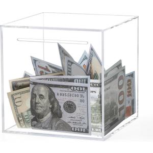 Clear Acrylic Piggy Bank for Adults Kids, Clear Money Saving Box Must Break to Open, Unopenable Piggy Bank for Cash Coins - 4.72"