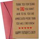 Pawzity Step Dad Fathers Day Card - Happy Fathers Day Cards for Bonus Step Dad, Stepfather from Daughter Son - Funny Cards for Father from Bonus Kids - Single 5.3''x 8'' Folded Greeting Card Set of 2