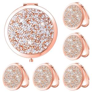 Yulejo 6 Pieces Compact Mirror Bulk Mini Pocket Mirror for Purse Gift Wedding Makeup Small Portable Magnifying Cosmetic for Travel Pocket 2.75 Inch Round Folding for Women Mom Baby Shower Bridesmaid