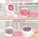 Myartype Clay Bead Spinner and Seed Bead Spinner, 2-in-1 Electric Bead Spinner for Jewelry Making, Bracelet Spinner and Necklace Making Machine with Needles and Thread (Pink), (Beads Not Included)