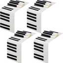 Peryiter 4 Pcs Linen Music Table Runner Musical Notes Piano Table Runner for Music Party Decor for Jazz Wedding Bridal Shower Birthday Patry Supplies, 72'' x 13'' (Piano Style)
