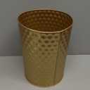 Small Metal Trash Can Wastebasket, Decorative Honeycomb Garbage Can Waste Basket, Modern Farmhouse Round Trash Bin for Bathroom, Bedroom, Kitchen and Office (Gold)
