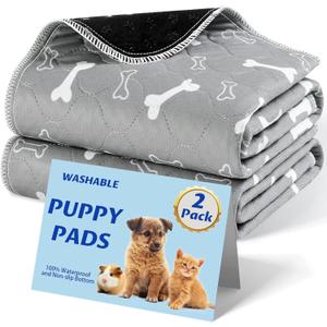 Baodan Washable Pee Pads for Dogs, 2Pack Reusable Puppy Pads, Fast Absorbent Dog Pee Pads for Crate Pet Training Pads, Waterproof Whelping Pads for Dogs Bed Mat Crate Indoor (Grey, 18x24)