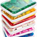 CoiiJoii Zippered Pouch Hard, Clear Zippered Hard Pouch, Stackable Storage Bins, Portable Clear Bin Zipper (White, Large-6pcs)