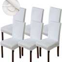 Genina Waterproof Chair Covers for Dining Room Dining Chair Covers Kitchen Parsons Chair Covers (White, 6 PCS)