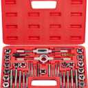 Orion Motor Tech SAE Tap and Die Set Standard | #4, 6, 8, 10, 12, 1/ 4, 5/ 16, 3/ 8, 7/ 16, 1/ 2" Tap Set and Die Set | Thread Repair Kits for Threading and Rethreading Internal and External Threads