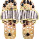 Acupressure Massage Slippers with Earth Stone, Therapeutic Reflexology Sandals for Foot Acupoint Massage Shiatsu Arch Pain Relief, Fit Women 6-7 Feet Size