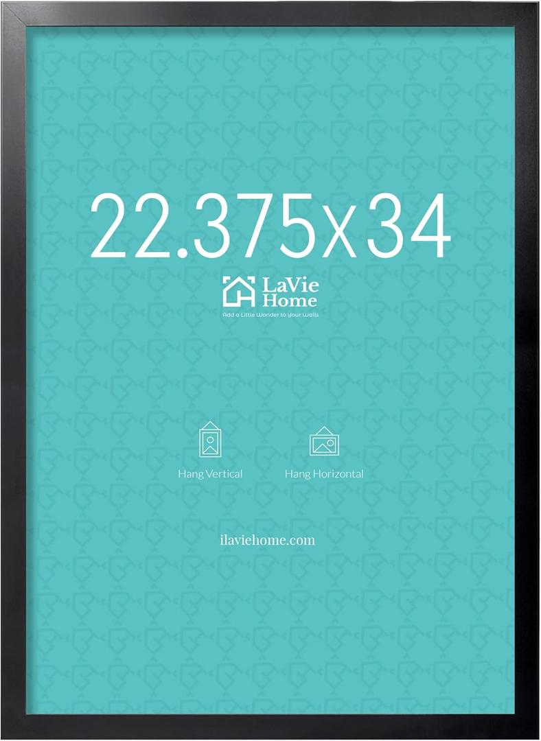 LaVie Home 22.375x34 Picture Frame Black Puzzle Frame, Display Pictures, Puzzle 22.375x34 Without Mat, Stable Frame and Polished Plexiglass, Horizontal and Vertical Format of The Walls