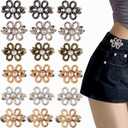 18Sets Flower Jeans Button Pant Waist Tightener, Adjustable Waist Buckle Sets No Sew and No Tools Detachable Decorative Waist Buckles, Jean Buttons Pins for Loose Jeans, Pants, Skirts (No Sew)