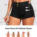 Tempt Me Women's Swim Shorts High Waisted Swimsuit Shorts Adjustable Ruched Side Boyshorts Tummy Control Bathing Suit Bottom (Black, L)