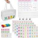 Mini Mahjong Set, American Mahjong Game Set Include 166 Premium Tiles (1.2’’), 1 Bag, 100 Chips, 4 Tile Rulers, 4 Dice, 5 Instruction Manuals, Portable Travel Mahjong Set for Adults & Beginners