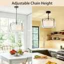 20.5''Drum Chandelier 4-Light Modern Layered Fabric Dining Room Light Fixtures Black Farmhouse Drum Light Fixture for Dining Room, Living Room, Bedroom, Kitchen Island or Foyer, 20.5 inches , 77.95 inches
