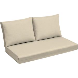 Arden Outdoor Loveseat Cushion Set, 48 x 24, Water Repellent, Fade Resistant, Cushion Set for Couch, Bench, and Swing, Tan Leala