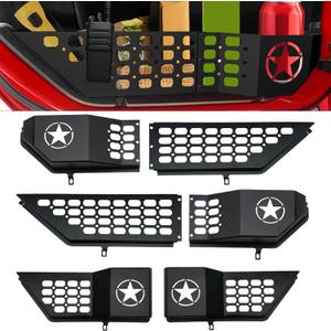 Metal Front and Rear Door Pocket Storage for Jeep Wrangler | Door Pocket for Wrangler JL/JLU 4XE (2018-2025) & Gladiator JT (2020-2025) | Door Storage Accessories | Non-Fit Power Seats | 4PCS, Star