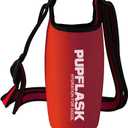 Tuff Pupper PupFlask Insulated Neoprene Dog Water Bottle Holder Sling with Wide Adjustable Shoulder Strap, Great for Travel, Walking, Hiking, Portable Pet Water Bottle Holder (27 OZ, Crimson Red)