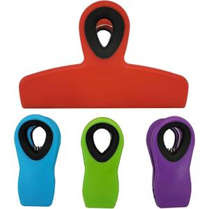 Soft Grip Bag Clips - Multi-Colored Chip Bag Clips, Kitchen Clips, Magnetic Chip Clips for Bags, Food Bag Clips with Airtight Seal - 3 Sets of 4 (12 Count)