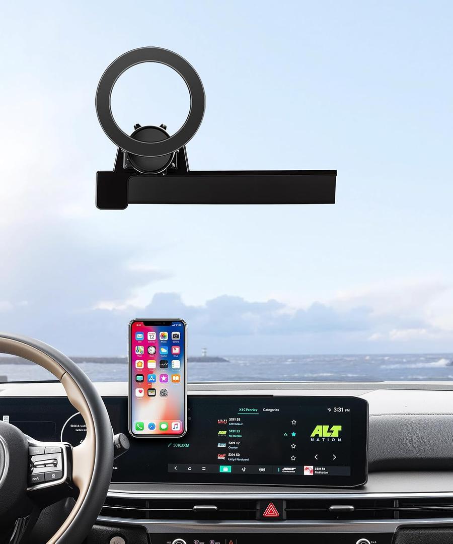 Car Phone Holder for KIA Sorento 2024-2026 Accessories 12.3 Inch Screen Fixed Clip, 360 Rotation Phone Mount Compatible with MagSafe, Cell Phone Holder Does Not Affect Air Vent
