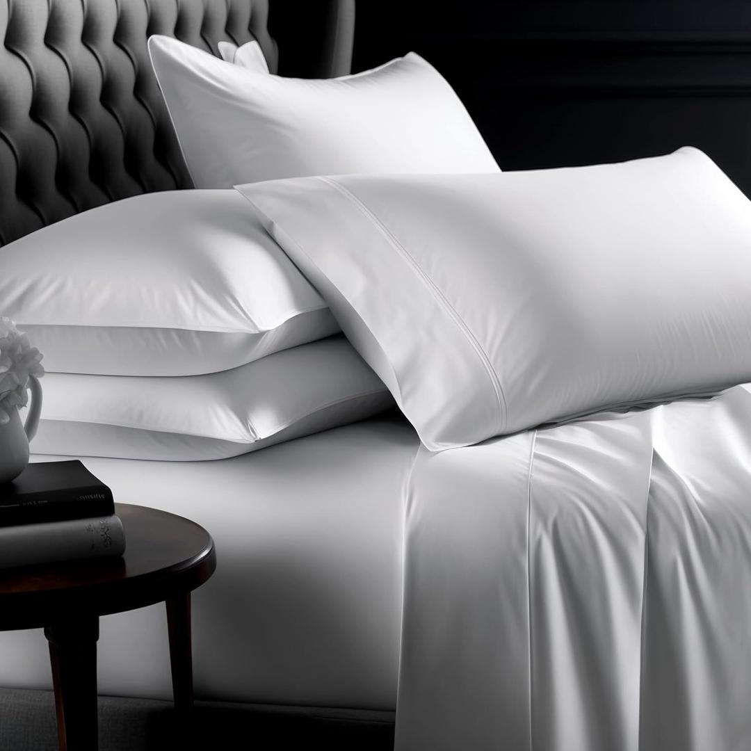 Hyde Lane 1000 Thread Count Cotton Pillowcases 2 Pack, White Pillow Cases Queen Size 20x30 inches, Soft and Durable Luxury, Wrinkle Resistant, Pilling Proof