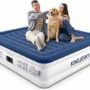 KINGJERRY Queen Air Mattress with Built in Pump, Blow Up Mattress Queen 18 Raised Comfort, Upgrade Surface Inflatable Mattress, Leakproof Air Bed for Home Guests&Camping, 800 lbs Max, 3-Min Inflation