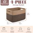 OIAHOMY 4 Pack Storage Baskets for Organizing, Basket for Shelves with Handle, Woven Baskets for Storage Toys, Towels, Books, Cotton Rope Basket 13" L x 9 " W x 7.8 " H, Brown & Black