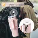 dabria Initial A-Z Water Bottle Bag with Phone Pocket for Stanley 40 oz Tumbler Neoprene Water Bottle Holder Pouch with Adjustable Strap Bollus with Straw Cover & Carabiner for Stanley Cup Accessories (Pink)