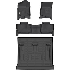 HAFIDI® All Weather Floor Mats & Cargo Liner Set Fit for 2007-2014 Chevy Tahoe 8 Seats (Not for Hybrid) & GMC Yukon Car Floor Liners for Tahoe TPE Full Set Custom Accessories - Black