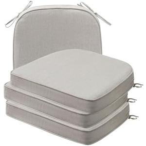 Round Corner Seat Cushions, 14.7x17 Inches x 2", Set of 4, Indoor Outdoor Water Repellent Universal Chair Pads with Ties for Patio Furniture, Garden Dining Chairs, Specrtum Pebble